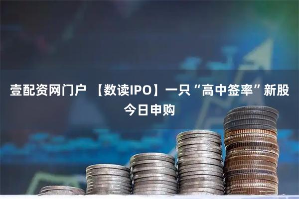 壹配资网门户 【数读IPO】一只“高中签率”新股今日申购